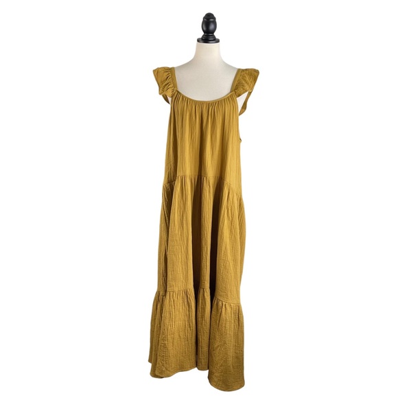 Rylee + Cru Dresses & Skirts - Rylee & Cru Abbie Tiered Maxi Dress Dark Yellow w/ Pockets, New w/ Tags, Size XL